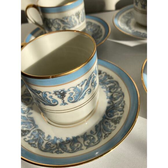 Vtg Charles Ahrenfeldt Limoges Frontenac Footed Demitasse Cups And Saucers 6 Set - Picture 7 of 17